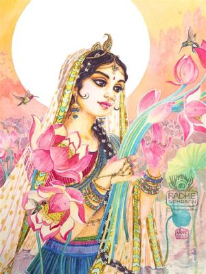  Radha Standing in a Lotus Pond：鮮やかな色彩と神秘的な雰囲気